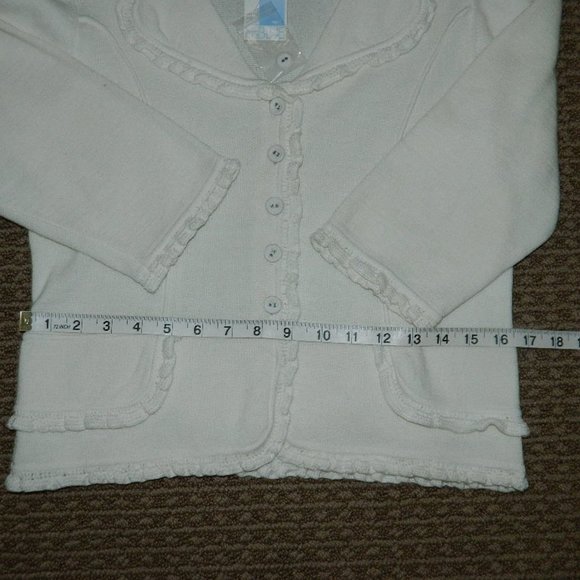 Cynthia Steffe Off White Cropped Ruffled Sweater Jacket, NWT Size 10 - Picture 9 of 12